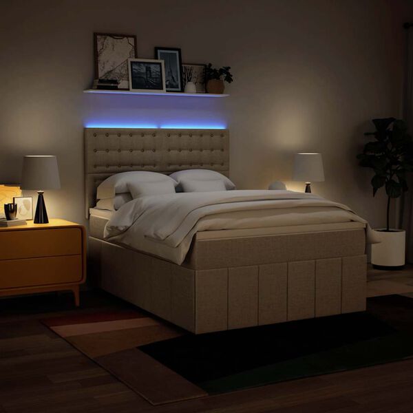 vidaXL Rams&auml;ng med madrass gr&auml;ddvit 140x190 cm tyg