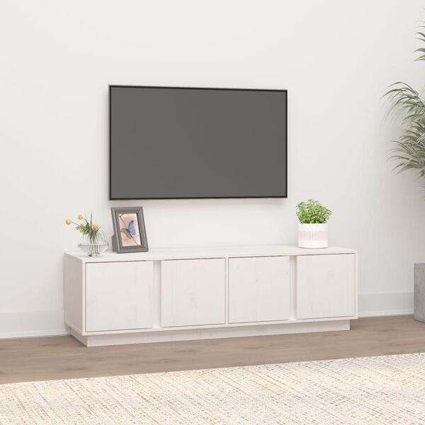 vidaXL Tv-b&auml;nk vit 140x40x40 cm massiv furu