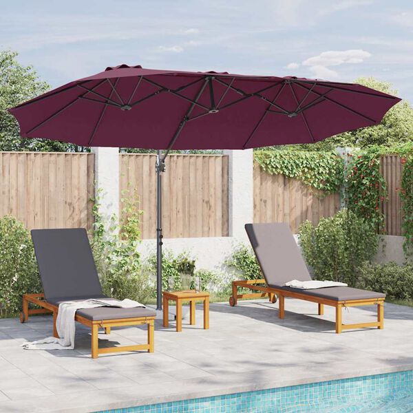 vidaXL Trädgårdskantileverparasol Vinröd 372 x 198 x 243 cm