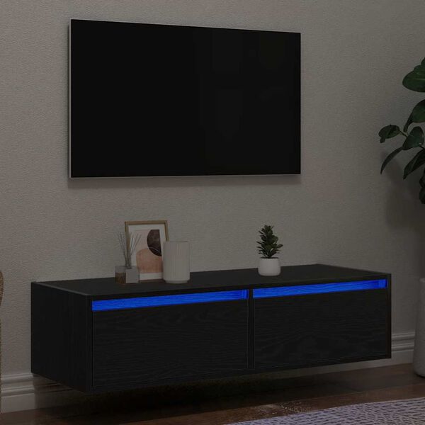 vidaXL Tv-b&auml;nk med LED-belysning svart 100X35,5x25 cm