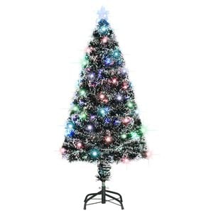 vidaXL F&ouml;rbelyst julgran med fot och LED 120 cm fiberoptik