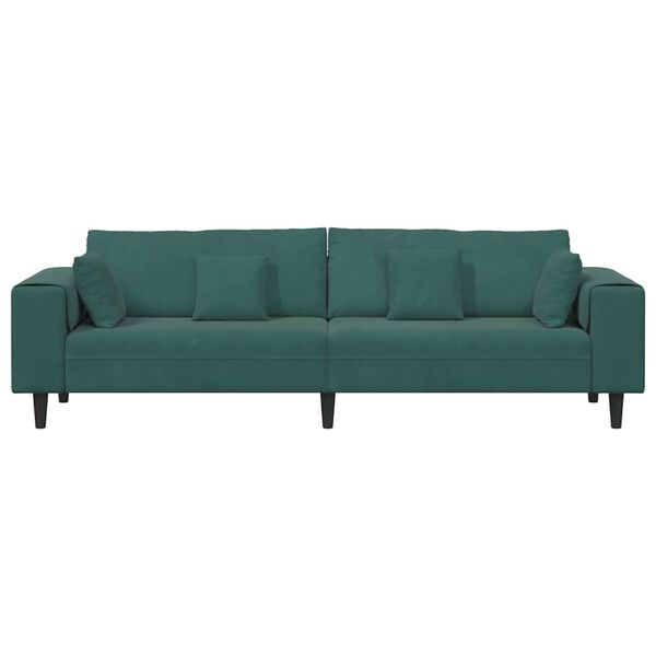vidaXL Soffa med kudde Mörkgrön 250 x 77 x 76 cm Sammet