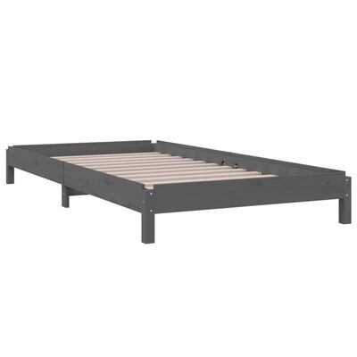 vidaXL Stapelbar säng grå 75x190 cm massivt furuträ