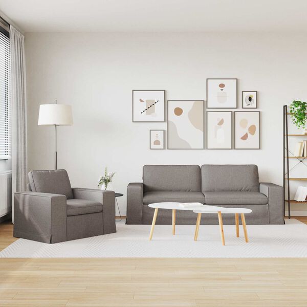 vidaXL Soffa 2 pcs Taupe 182 x 80 x 82 cm tyg