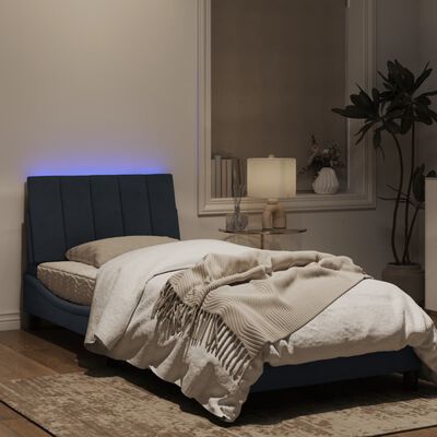 vidaXL Sängram med LED-belysning mörkgrå 90x200 cm sammet