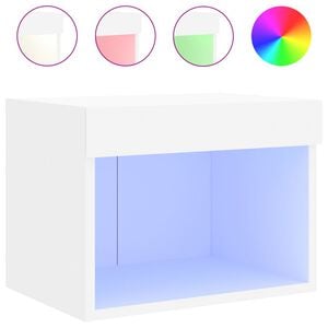 vidaXL V&auml;ggmonterade s&auml;ngbord med LED-lampor vit