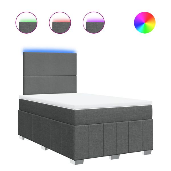 vidaXL Rams&auml;ng med madrass m&ouml;rkgr&aring; 120x200 cm tyg