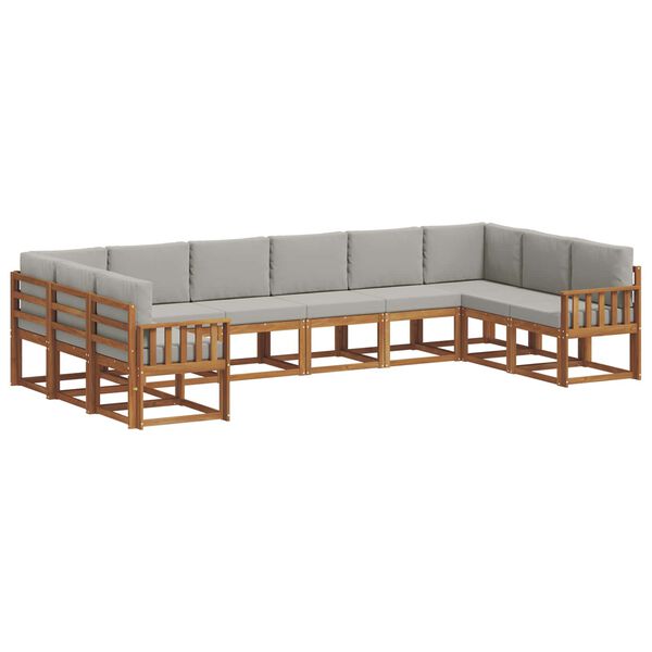 vidaXL Utomhussoffset med kudde 10 pcs Naturlig och Ljus Gr&aring;