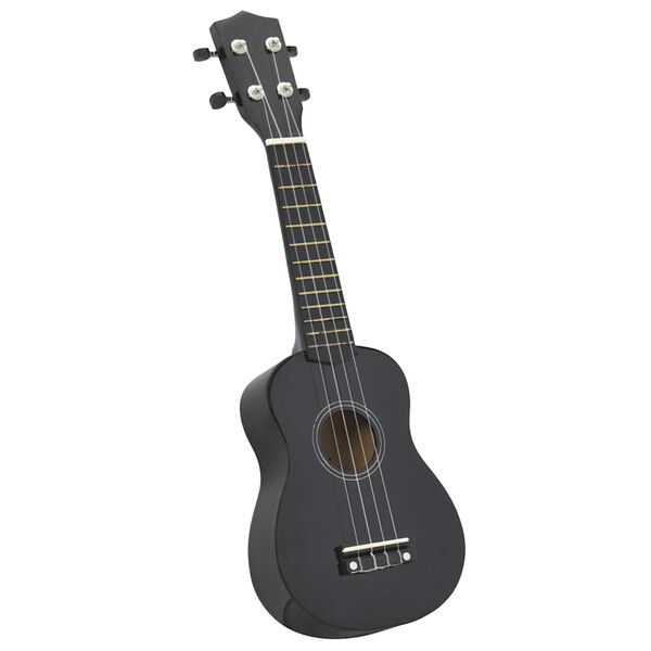 vidaXL Sopranukulele med v&auml;ska f&ouml;r barn sopran svart 23"