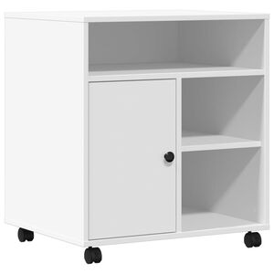 vidaXL Skrivarst&auml;ll med hjul vit 60x50x67 cm