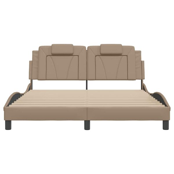 vidaXL Bed Frame "Viana" without Mattress Cappuccino 160x200 cm Faux Leather