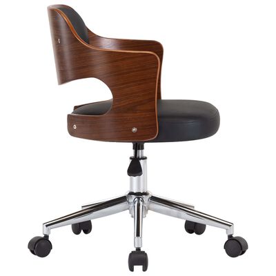 vidaXL Snurrbar kontorsstol böjträ och konstläder svart