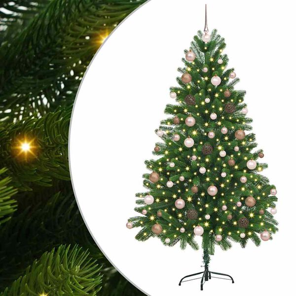 vidaXL Julgran med 300 LED-lampor med stativ Gr&ouml;n 180 cm PE