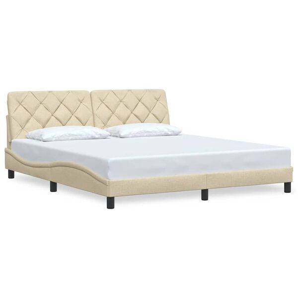 vidaXL Bed Frame without Mattress Cream 180x200 cm Fabric
