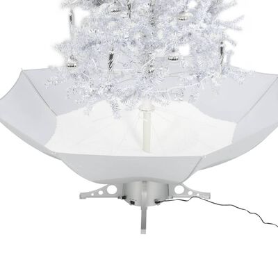 vidaXL Julgran med snö och paraplybas vit 190 cm