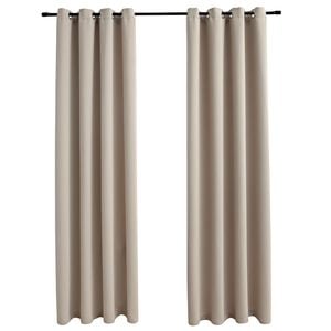 vidaXL M&ouml;rkl&auml;ggningsgardiner med metallringar 2 st beige 140x175 cm
