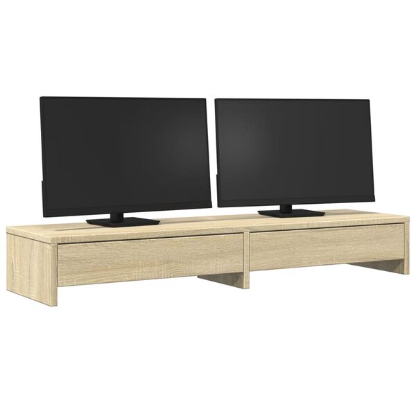 vidaXL Monitorstativ med lådor Sonoma ek 100x27x15 cm konstruerat trä