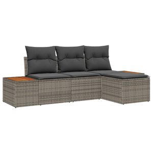 vidaXL Tr&auml;dg&aring;rdsoffset med kudde med kudde 4 pcs Gr&aring; konstrotting