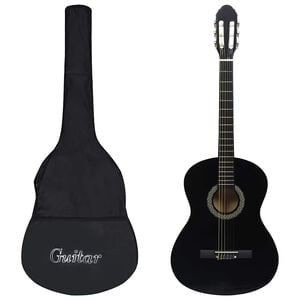 vidaXL Gitarr f&ouml;r nyb&ouml;rjare med fodral klassisk svart 4/4 39