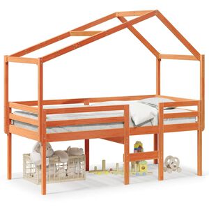 vidaXL H&ouml;g s&auml;ng med tak vaxad brun 90x200 cm massiv furu