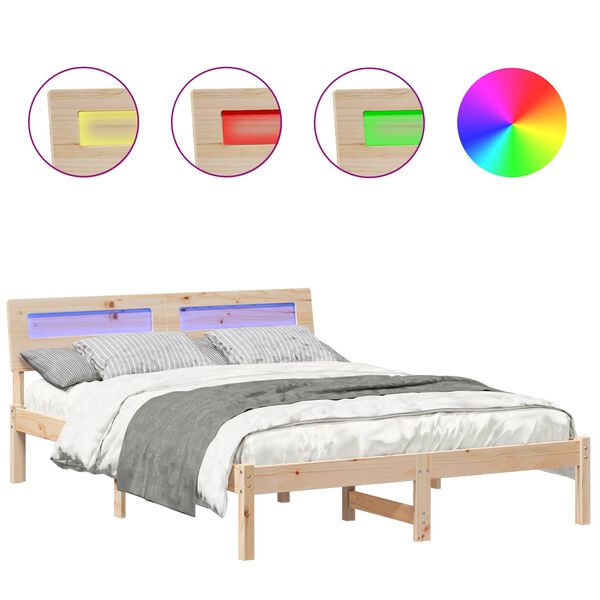 vidaXL S&auml;ngram med huvudgavel Brun 135 x 190 cm Massiv furu