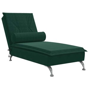 vidaXL Massagesch&auml;slong med bolster m&ouml;rkgr&ouml;n sammet