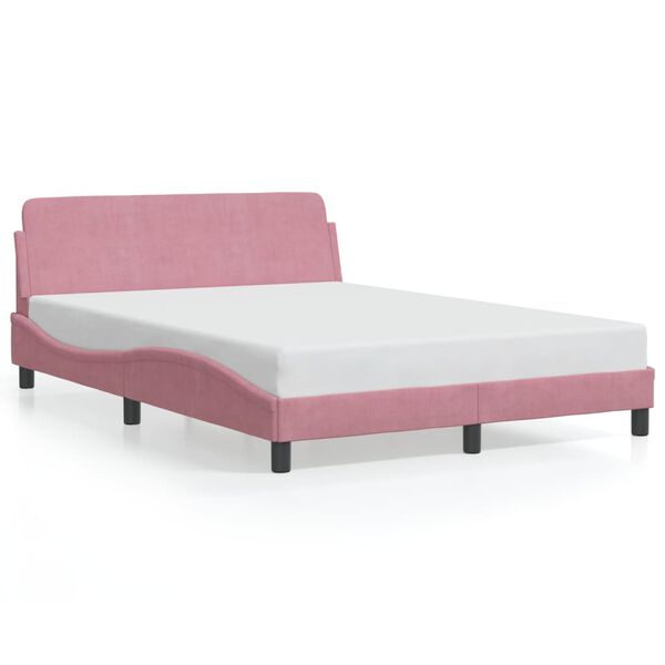 vidaXL Bed Frame with Headboard "Dover" Pink 120x200 cm Velvet