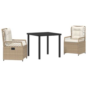 vidaXL Tr&auml;dg&aring;rdsm&ouml;belset 3 pcs Beige och kr&auml;mvit konstrotting