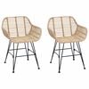 vidaXL Matstol 2 pcs Naturfärg 55 x 50 x 74 cm Rattan och Järn