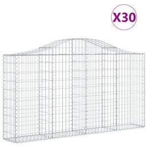 vidaXL Gabioner b&aring;gformade 30 st 200x30x100/120 cm galvaniserat j&auml;rn