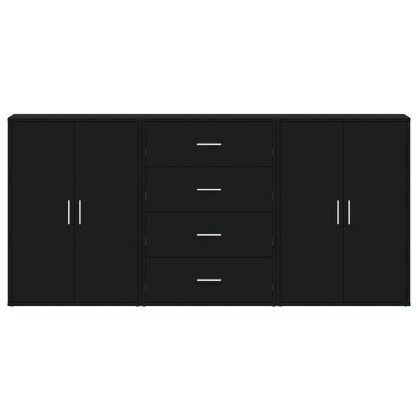 vidaXL Skänkar 3 st svart 60x31x84 cm konstruerat trä