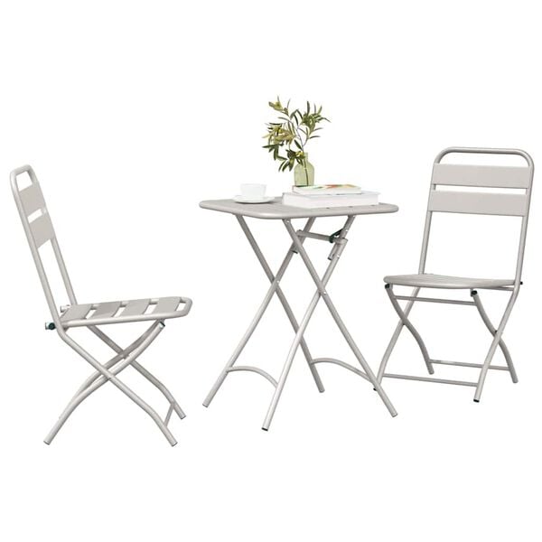 vidaXL Bistroset 3 pcs Beige Stål