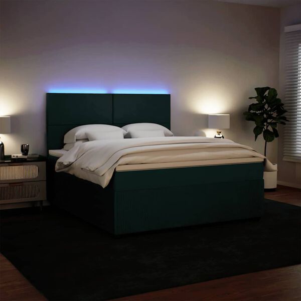 vidaXL Rams&auml;ng med madrass m&ouml;rkgr&ouml;n 180x200 cm sammet