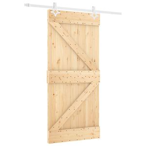 vidaXL Skjutd&ouml;rr Naturlig och vit 90 x 210 cm Massiv furu