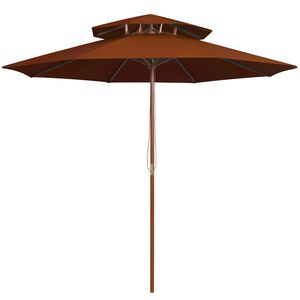 vidaXL Parasoll med tv&aring; niv&aring;er tr&auml;st&aring;ng terrakotta 270 cm