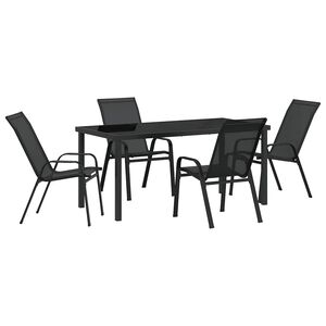 vidaXL Tr&auml;dg&aring;rdsm&ouml;belset 5 pcs Svart Pulverlackerad st&aring;l