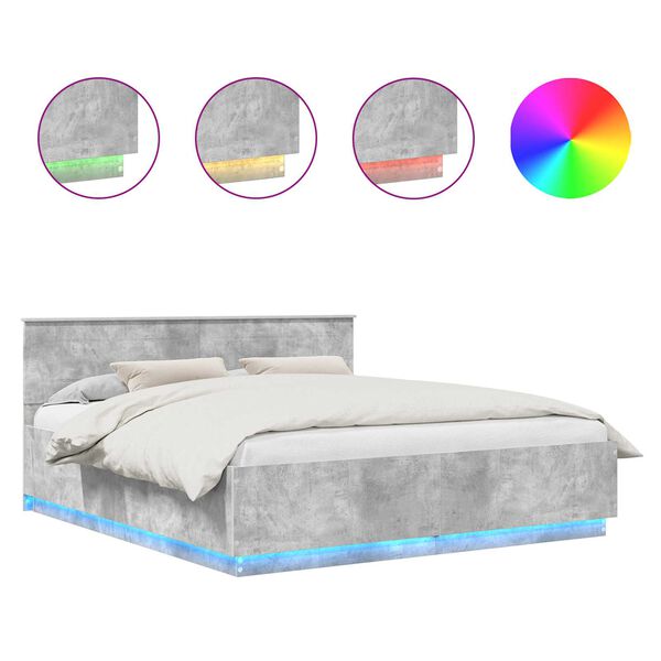 vidaXL S&auml;ngram med huvudgavel Betonggr&aring; 200 x 200 cm Konstruerat tr&auml;