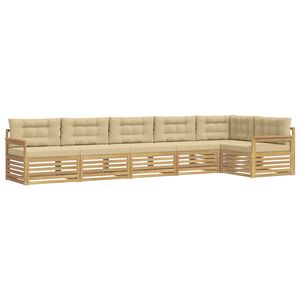 vidaXL Utomhussoffset med kudde 6 pcs Vit och Beige Polyester