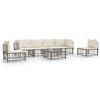 vidaXL Loungegrupp 7 delar med dynor antracit konstrotting