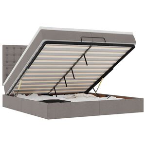 vidaXL Ottoman s&auml;ngram med madrasser taupe 200x200 cm tyg