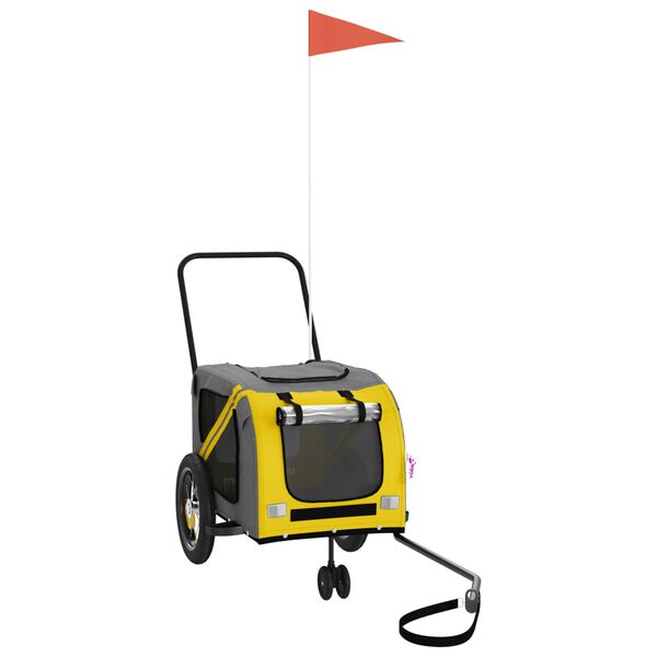 vidaXL Cykelvagn för djur gul och svart oxfordtyg och järn