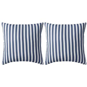 vidaXL Prydnadskuddar f&ouml;r tr&auml;dg&aring;rden 2 st 45x45 cm randiga marinbl&aring;