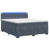 vidaXL Boxspring s&auml;ng med madrass och LED M&ouml;rkgr&aring; 140 x 200 cm Sammet
