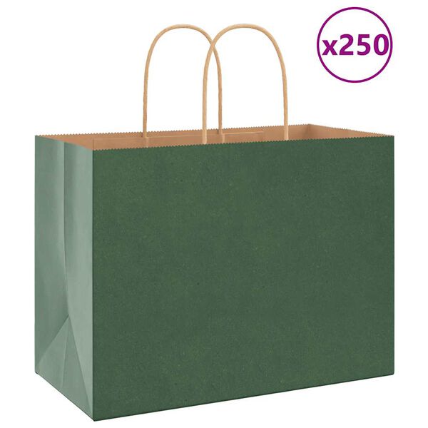 vidaXL Pappersp&aring;sar 250 st med handtag gr&ouml;n 32x17x25 cm