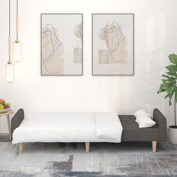 vidaXL B&auml;ddsoffa 2-sits m&ouml;rkgr&aring; tyg