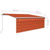 vidaXL Manuell markis med rullgardin 4,5x3m orange/brun