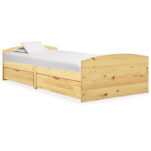 vidaXL S&auml;ngram med 2 l&aring;dor massiv furu 90x200 cm