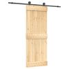 vidaXL Skjutd&ouml;rr Naturlig och svart 80 x 210 cm Massiv furutr&auml;d&ouml;rr
