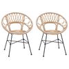 vidaXL Matstol 2 pcs Naturfärg 65 x 55,5 x 81 cm Rattan och Järn