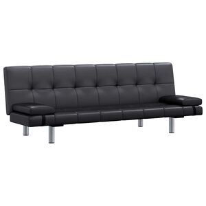 vidaXL B&auml;ddsoffa med tv&aring; kuddar konstl&auml;der justerbar svart
